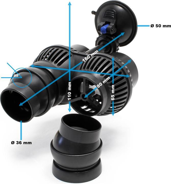 Immagine prodotto SunSun JVP-200A Pompa a doppia circolazione Wavemaker Supporto a ventosa 5000l/h 7W Pompa per acquari per