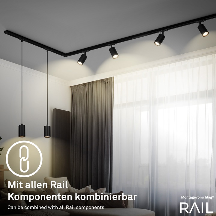 Produktbild Briloner HV-Stromschienensystem - LED-Pendelleuchte, Schwarz, 1xGU10 exkl. Leuchtmittel (GU10)