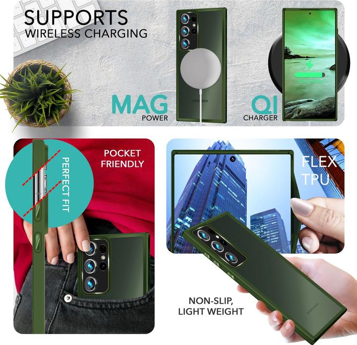 Immagine prodotto Nalia Cover ibrida semitrasparente con 2x vetro di protezione del display e 2x vetro della fotocamera (Samsung Galaxy S23 Ultra)