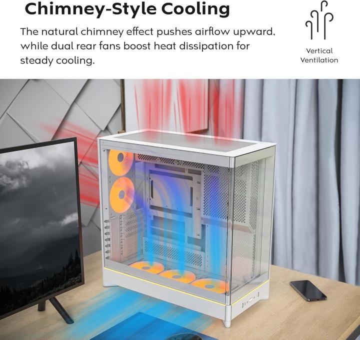 Produktbild Montech HS02 PRO, ATX Mid-Tower PC-Gehäuse, Gaming-PC, High-Airflow, reversibles Layout, stabile geb (ATX, mATX, Mini-ITX)