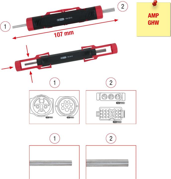 Actual product image KS Tools Cable release tool for round plugs and sleeves 1.5 / 3.5mm