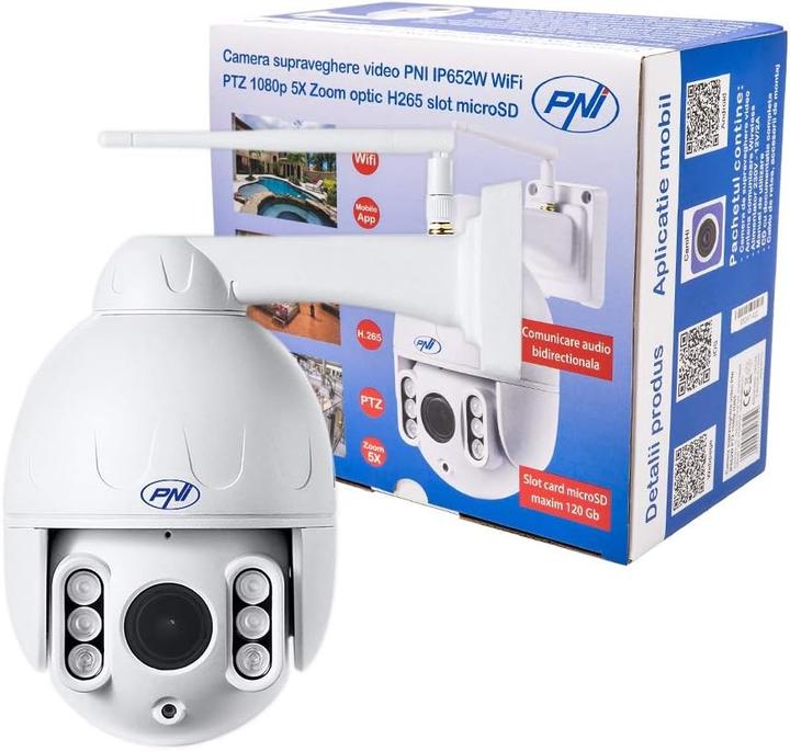 Image du produit PNI Caméra de vidéosurveillance IP652W WiFi PTZ 1080p 2MP Zoom optique 5X, autonome, H265 microSD- (1920 x 1080 Pixels, 320 x 176 pixels, 640 x 352 pixels)