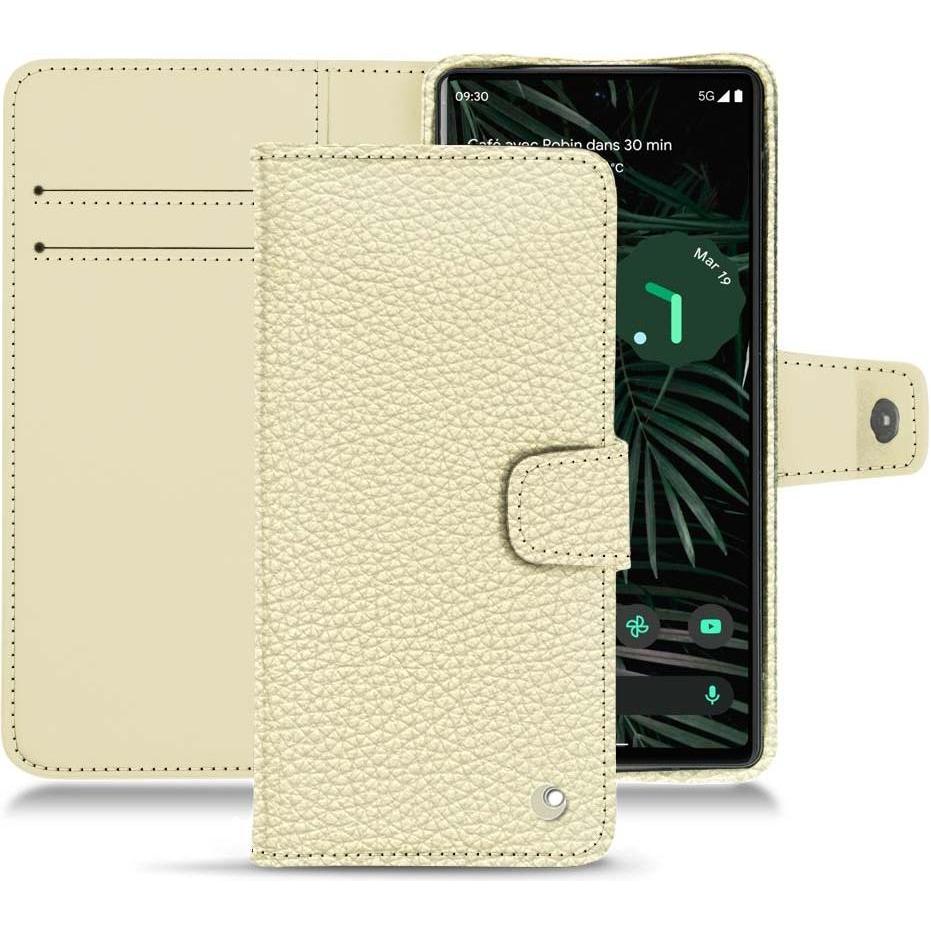 Noreve Lederschutzhülle Wallet (Google Pixel 6 Pro), Smartphone Hülle, Weiss