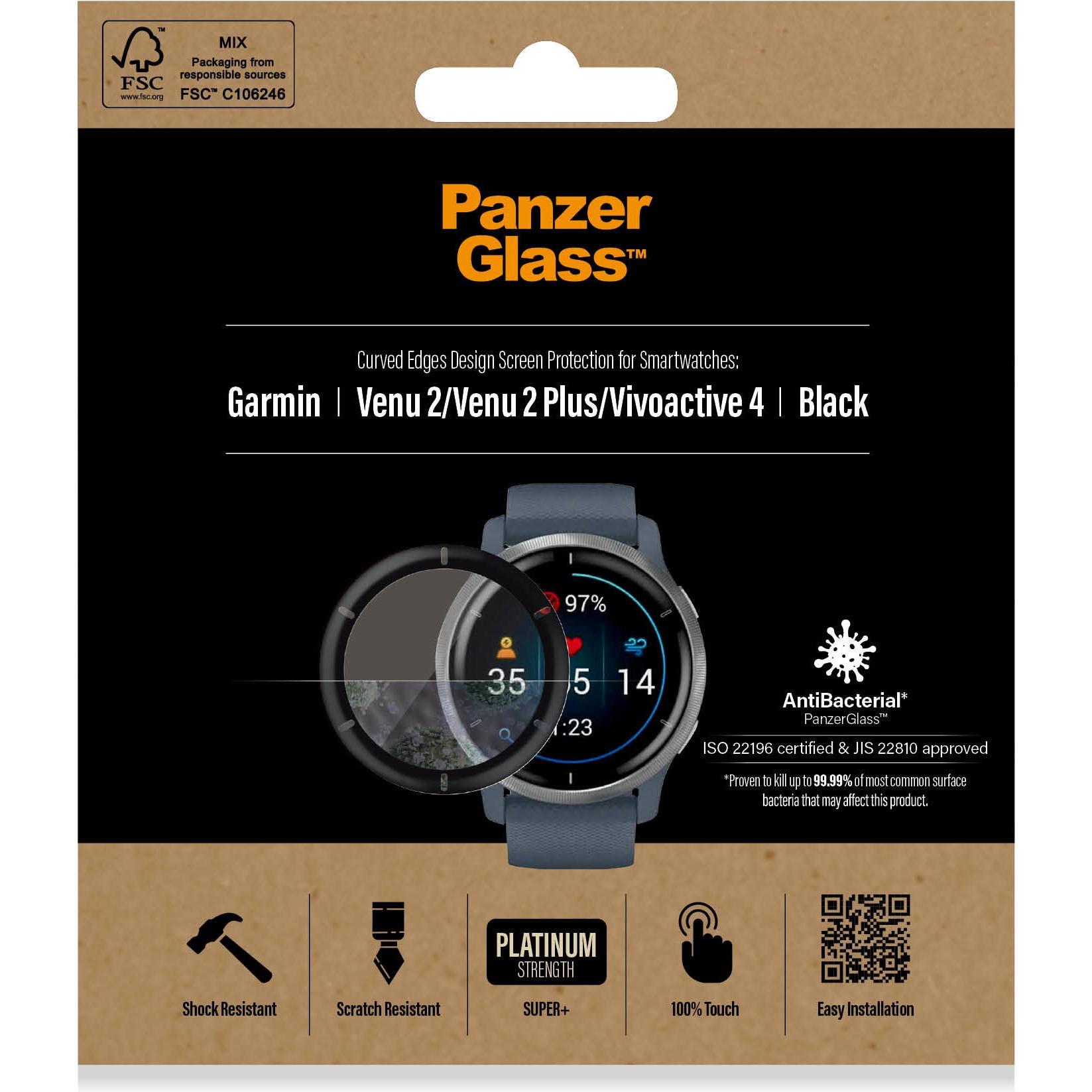 Thumbnail - PanzerGlass Displayschutz, Smartwatch Schutzfolie, Schwarz