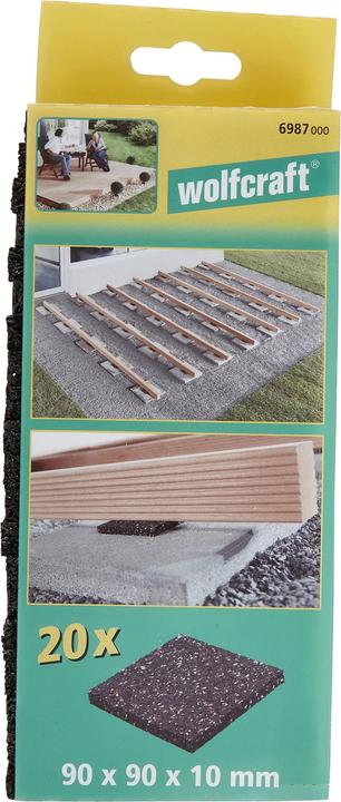 Image du produit wolfcraft 20 tampons d'appui construction de terrasses 90x10x90mm (20 x)