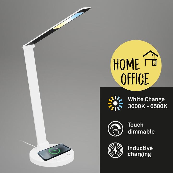 Actual product image Briloner CUMA CCT-LED table lamp, white, incl. inductive charging station (670 lm)