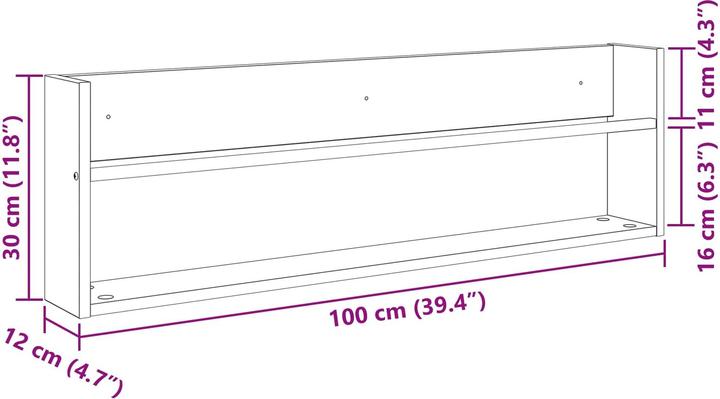 Actual product image vidaXL Wandaufbewahrung (12 x 12 x 30 cm)