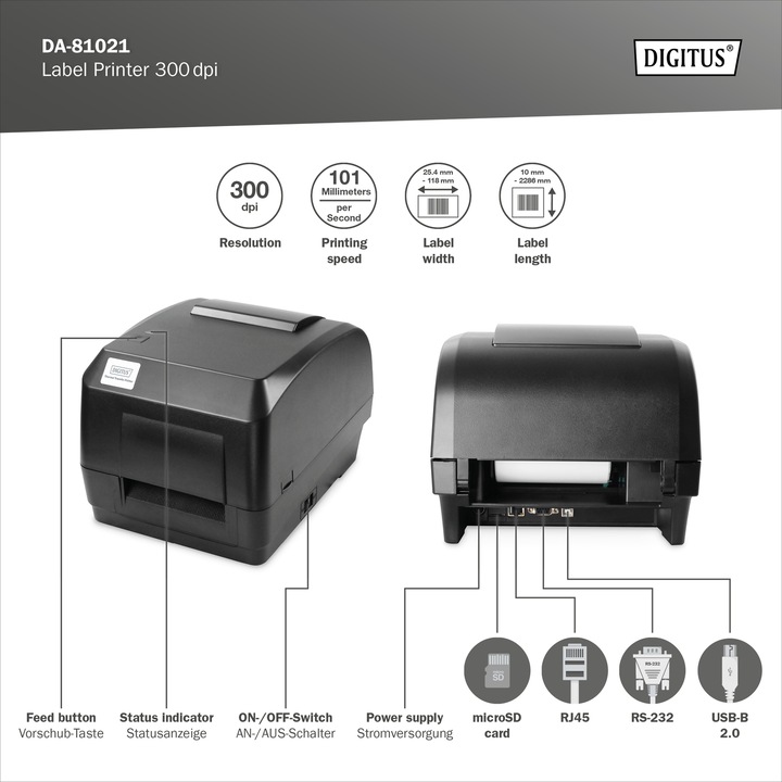 Actual product image Digitus Label Printer 300dpi (300 dpi)
