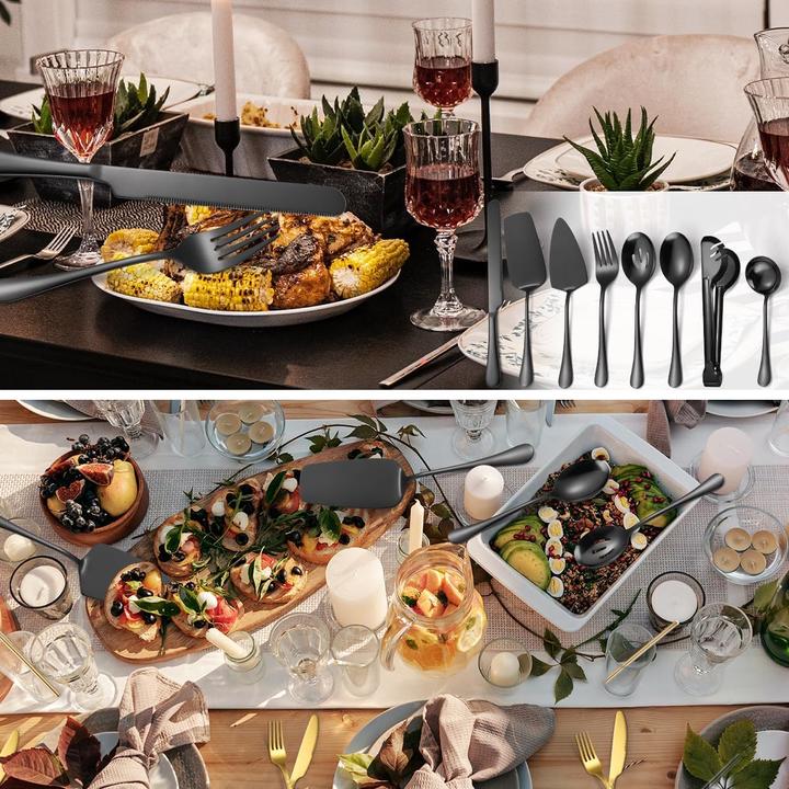Actual product image Aarainbow 8-teiliges Servierbesteck-Set für Buffet (Cake server, Serving fork, Serving spoon, Serving tongs, Tart knife)