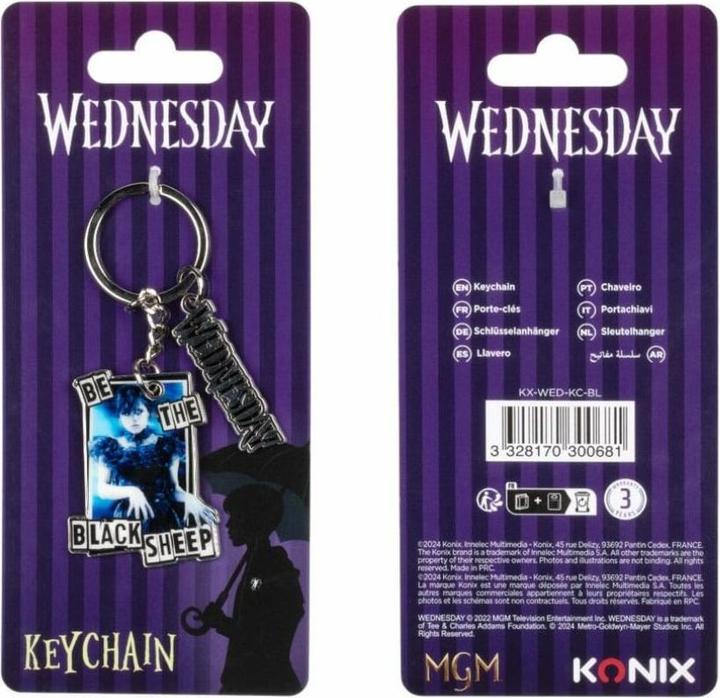 Actual product image Konix Wednesday key fob Black Sheep