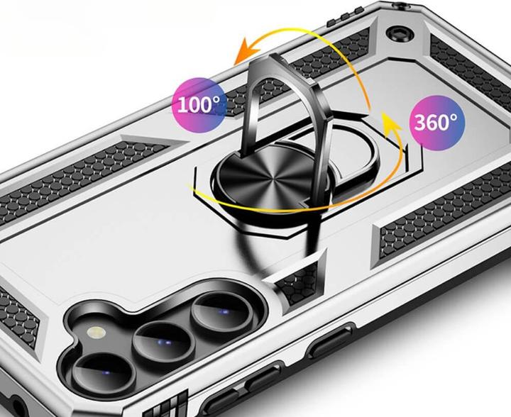 Actual product image Cover-Discount Galaxy S23 FE - Armor Case with kickstand silver (Samsung Galaxy S23 FE)