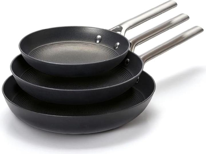 Qdesign 190-061 Pfannen-Set 3teilig (Pfannenset + Topfset, Edelstahl, Gusseisen)