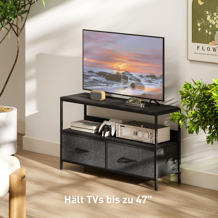 Produktbild Homcom TV Schrank Leinen, Stahl Schwarz (29 x 29 x 56 cm)