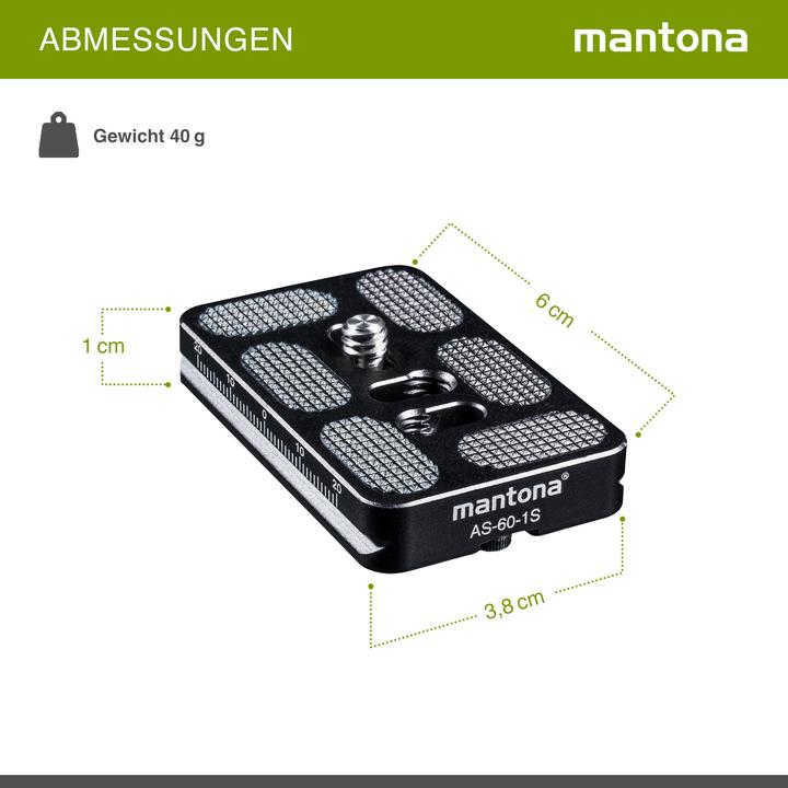 Produktbild mantona AS-60-1S Schnellwechselplatte (Stativ Schnellwechselplatte)