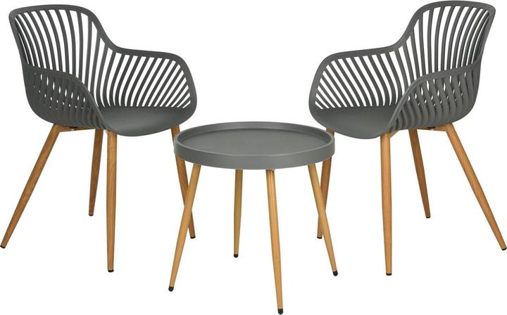 Actual product image ProGarden Sitzgruppe mit Balkontisch, 3-tlg. grau (49.50 x 47.50 cm)