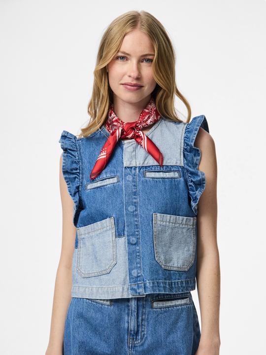 Produktbild Pieces PCFIE VOLANT PATCHWORK Jeansweste (M)