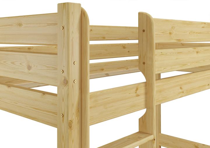 Produktbild Erst-Holz Hochbett in Überlänge 90x220 massives Kiefernholz natur ohne Rollrost Etagenbett 60.16-09-220 oR (90 x 220 cm)