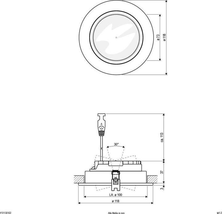 Produktbild EVN-Lichttechnik Lichttechnik P-LED Deckeneinbauleuchte P31130102 (1000 lm)