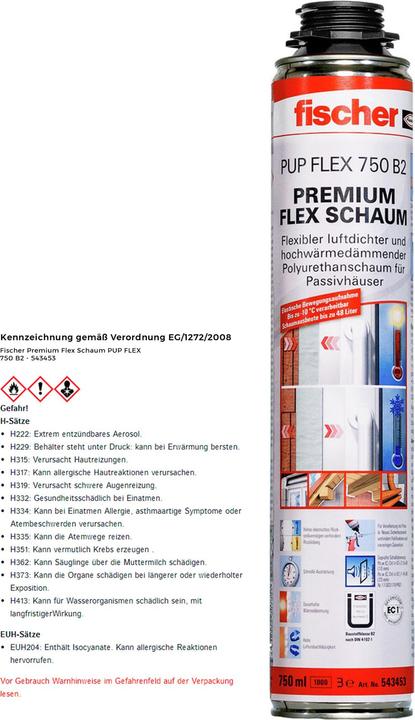 Actual product image Fischer Premium Flex gun foam PUP FLEX 750 (750 ml)