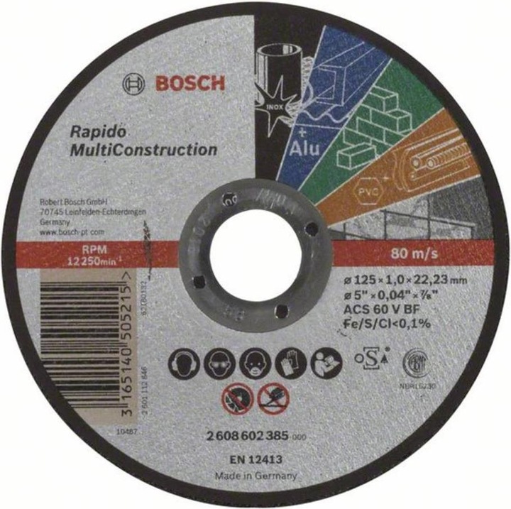 Bosch Professional Zubehör PRO Disco da taglio multi materiale, 125 x 1 x 22,23 mm