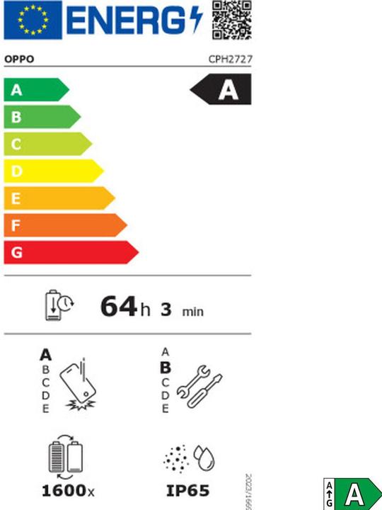 Energy Label OPPO A5m 8GB/256GB Lila (256 GB, Lilac, 6.67", Dual SIM, 4G)