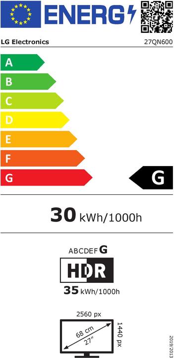 Energy Label LG 27QN600-B (2560 x 1440 pixels, 27")