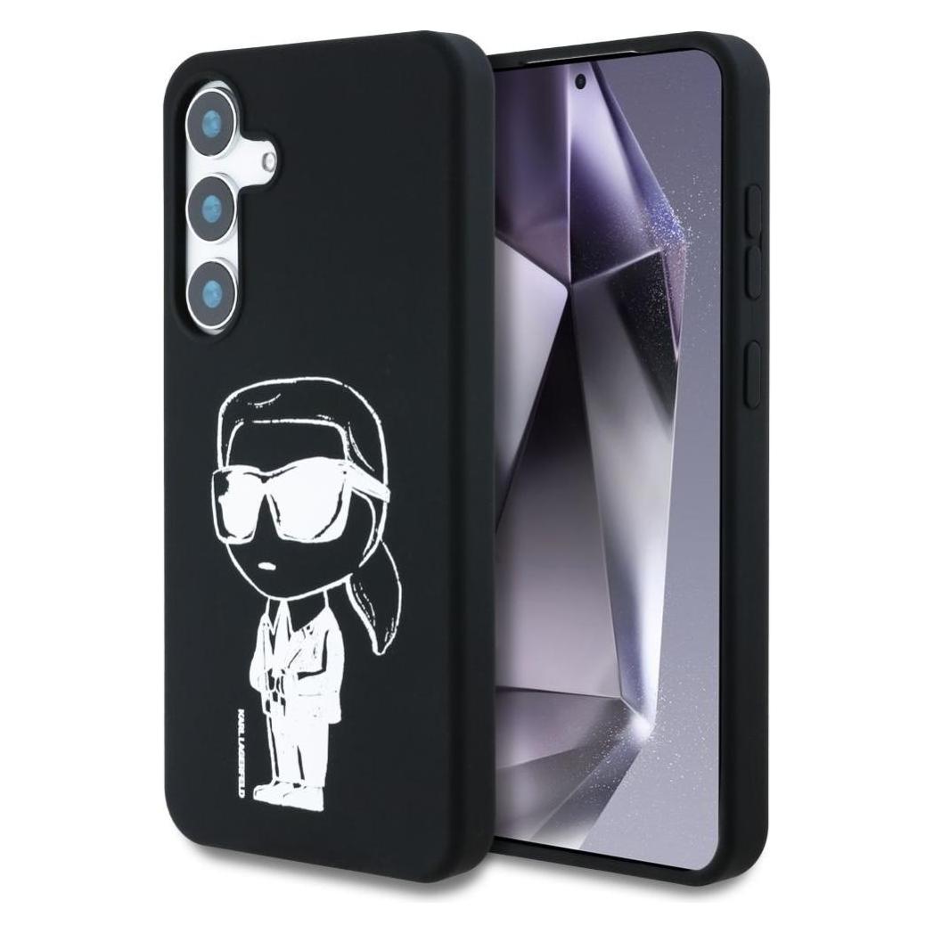 Karl Lagerfeld Etui Silicone Graffiti Ikonik Printed Logo MagSafe Samsung Galaxy S25 Czarny (Samsung Galaxy S25), Smartphone Hülle, Schwarz