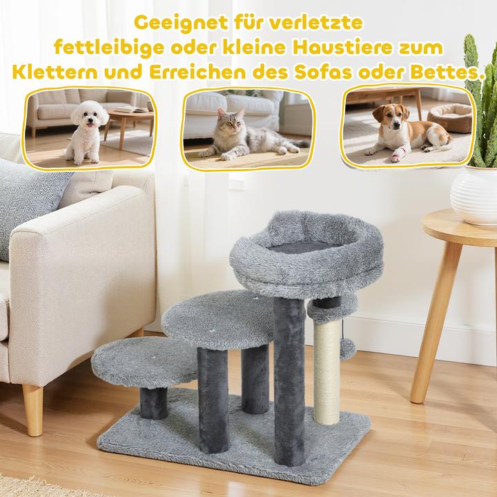 Image du produit PawHut Katzentreppe Spanplatte, Polyester Grau (Chat, Chien, Lavable)