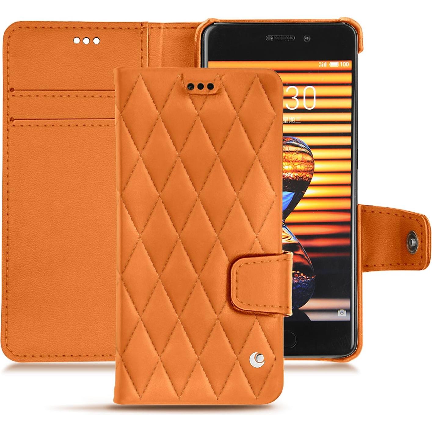 Noreve Lederschutzhülle Wallet (Meizu Pro 7), Smartphone Hülle, Orange