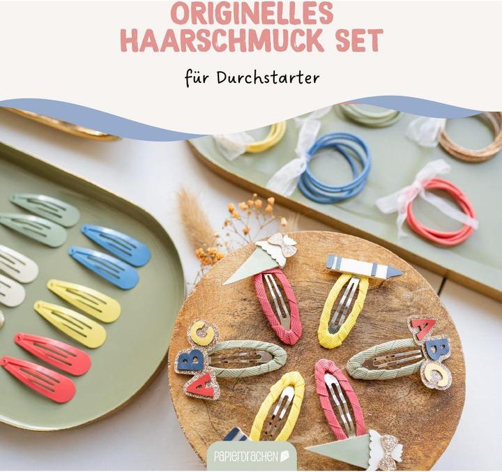 Actual product image Papierdrachen Haar-Accessoires Set Schule Pastell - Set 13