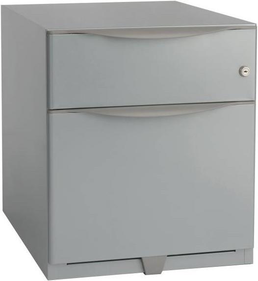 Bisley Rollcontainter mit 1 Universalschublade à 150 mm und 1 Hängeregistraturschublade silber (42 x 56.50 x 49.50 cm)