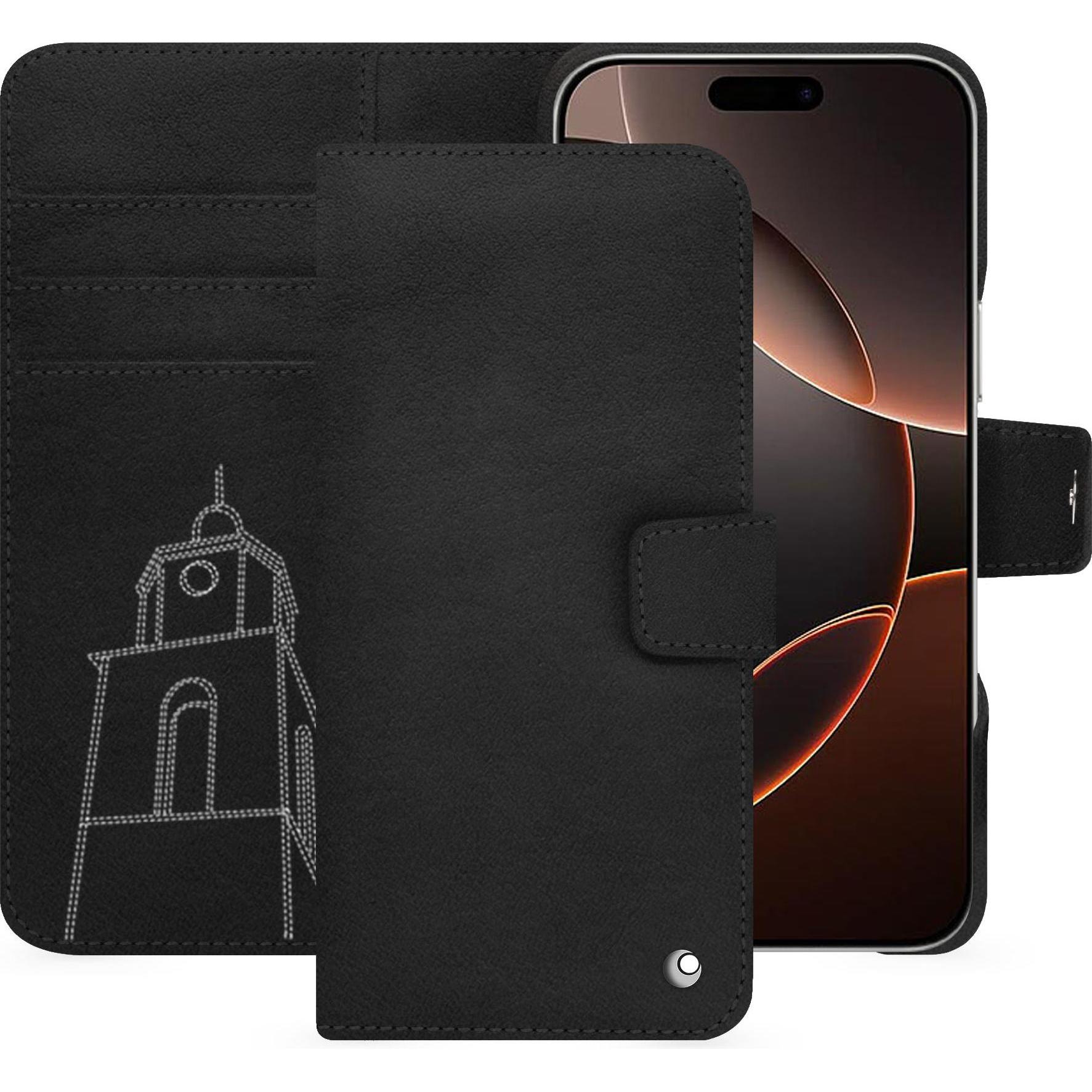 Noreve Lederschutzhülle Apple iPhone 16 Pro (Apple iPhone 16 Pro), Smartphone Hülle, Schwarz