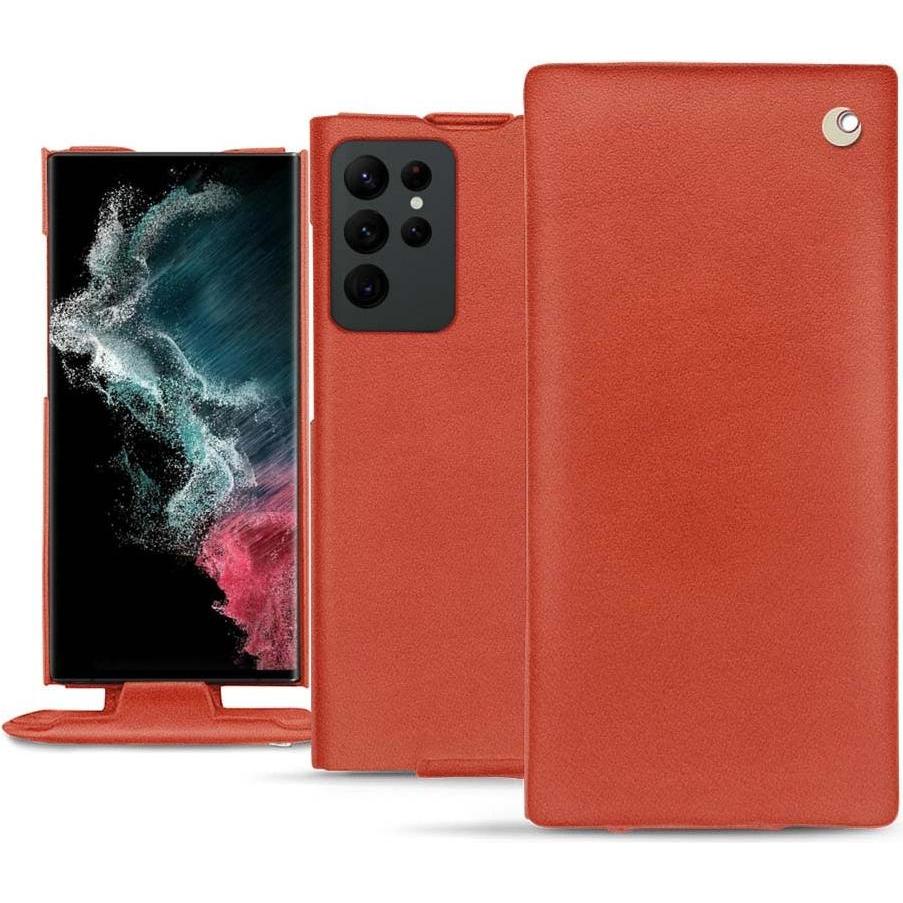 Noreve Lederschutzhülle vertikal (Samsung Galaxy S22 Ultra), Smartphone Hülle, Orange