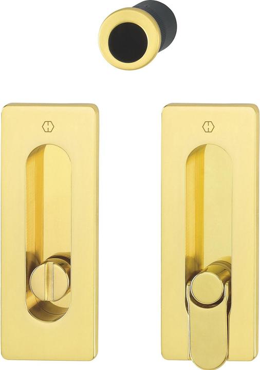 Hoppe Schiebetürmuschel Set Griff Rosette eckig WC Messing-PVD ohne Schloss