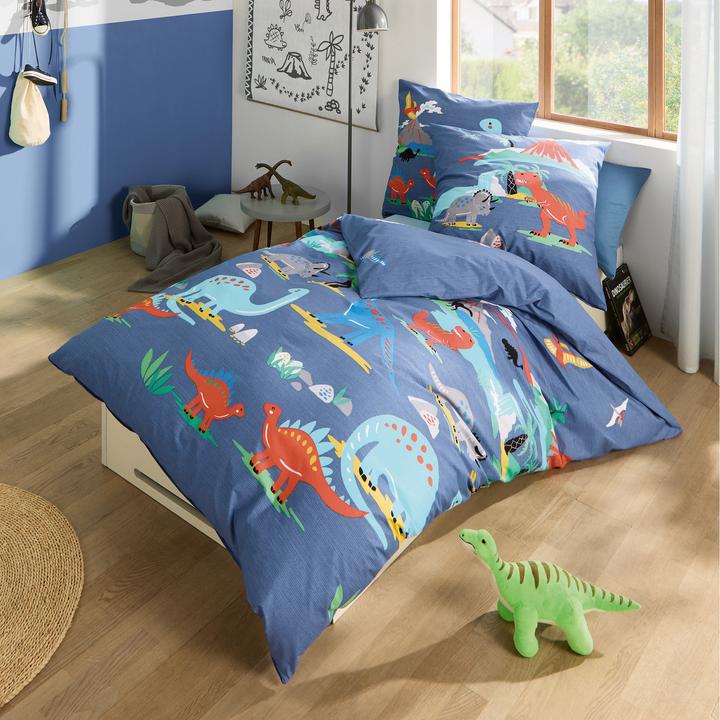 Produktbild Kaeppel Bettwäsche Dinosaurus blau (135 x 200 cm, 80 x 80 cm)