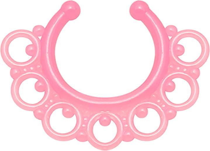 Image du produit Star Piercing Fake Septum Tribal mit Kugeln pink "Glow" (Matières plastiques, sans laiton)