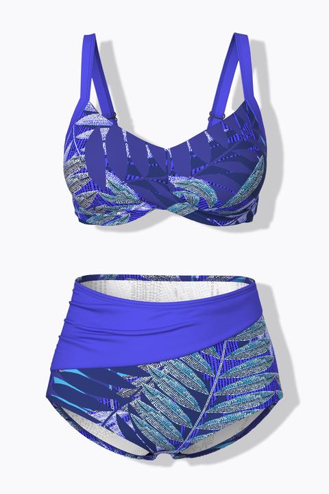 Produktbild Ulla Popken Bikini, Farnmuster, Softcups, drapiert (42)