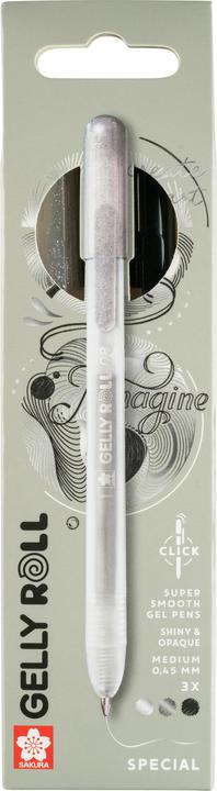 Sakura Gelly Roll Retractable Classic Gelschreiber transparent 0,45 mm, Schreibfarbe: farbsortiert (Donker zilver, lichtzilver, Zwart, 1x)