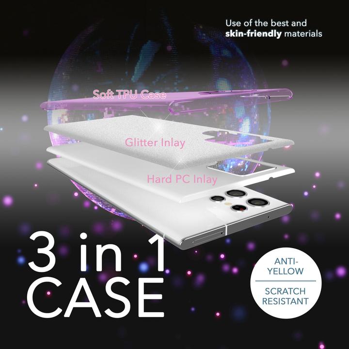 Actual product image Nalia Glitter silicone cover with 2x screen protector (Samsung Galaxy S23 Ultra)