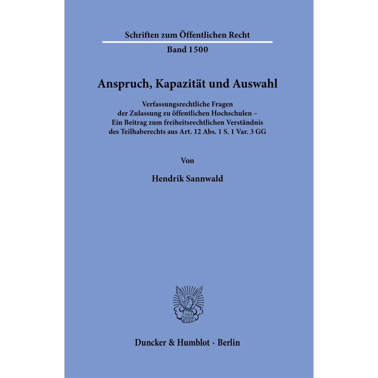 Anspruch, Kapazität und Auswahl, Fachbücher von Hendrik Sannwald