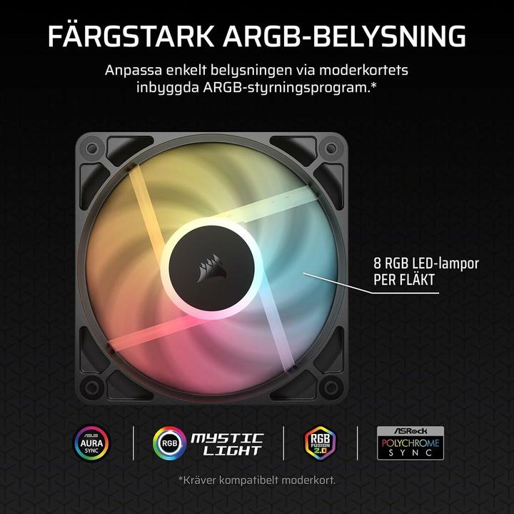 Actual product image Corsair PC-Lüfter R5 120-R ARGB Schwarz, Beleuchtung: Ja (120 mm, 3 x)