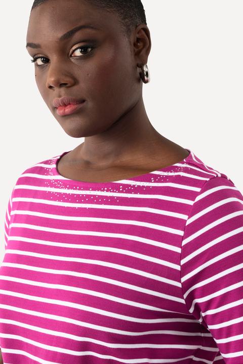 Produktbild Ulla Popken Ringelshirt, Pima Cotton, U-Boot-Ausschnitt, 3/4-Arm (42, 44)