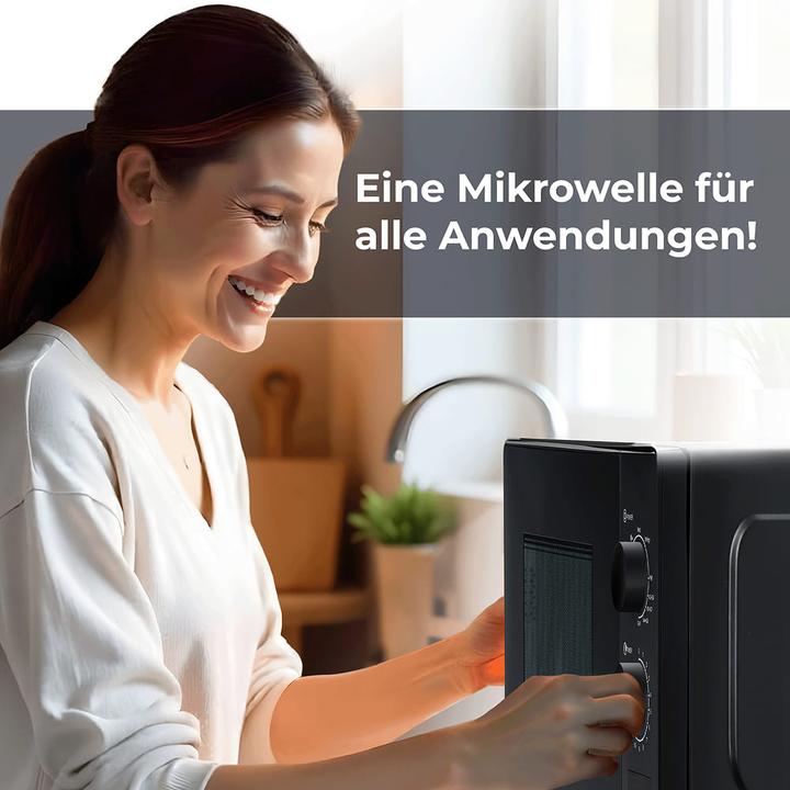 Produktbild KLAMER Mikrowelle 20 Liter, 700 Watt, 9 Leistungsstufen inklusive Grill- und Auftaufunktion, 35… (20 l)