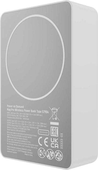 Immagine prodotto Varta Mag Pro Wireless PB 10000 mAh (10000 mAh, 20 W, 18.50 Wh)