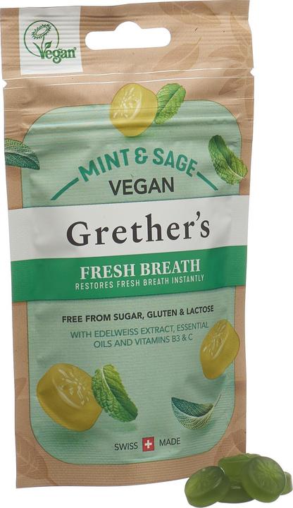Produktbild Grethers Fresh Breath Minze Salbei Pastillen vegan Pastillen (30 Stück)