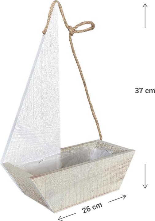 Actual product image Natura Punto Planter Box Sailboat, Maritime Flowerpot (37 x 26 x 11.50 cm)