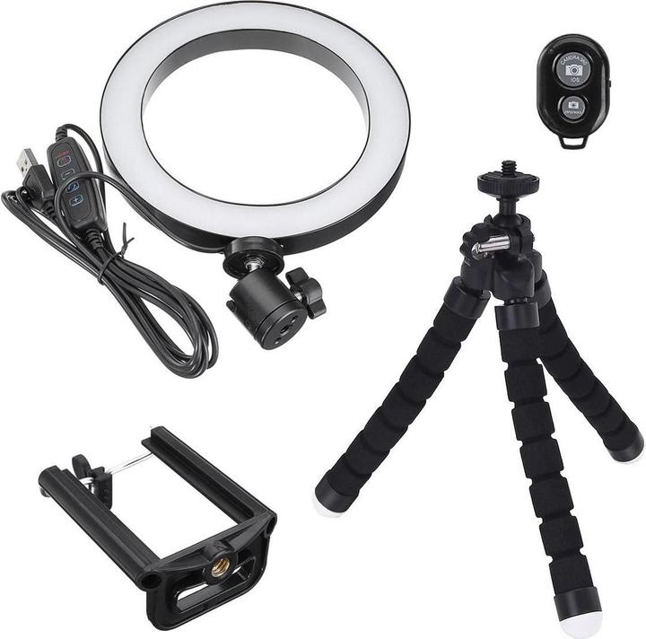 Actual product image JTI Selfie lamp/ring light (20 cm) with mouldable tripod (Ring light)