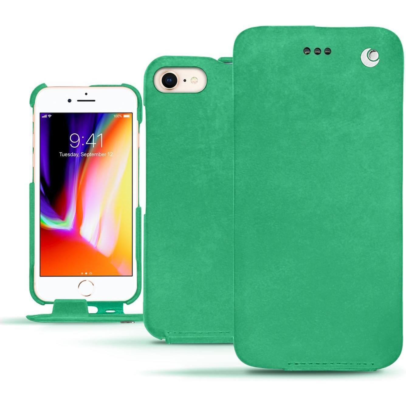 Noreve Lederschutzhülle vertikal (Apple iPhone 8), Smartphone Hülle, Grün