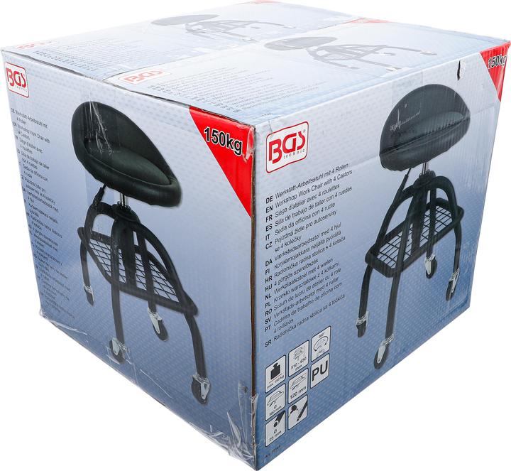 Produktbild BGS Werkstattstuhl | mit 4 Rollen | höhenverstellbar | 540 - 680 mm