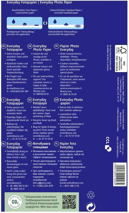 Actual product image Avery Classic Inkjet Photo Paper (180 g/m², 10 x 15 cm, 100 pcs.)